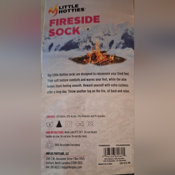 🧦NWT LITTLE HOTTIES Fireside socks. Size 5-10 women's - Picture 4 of 4